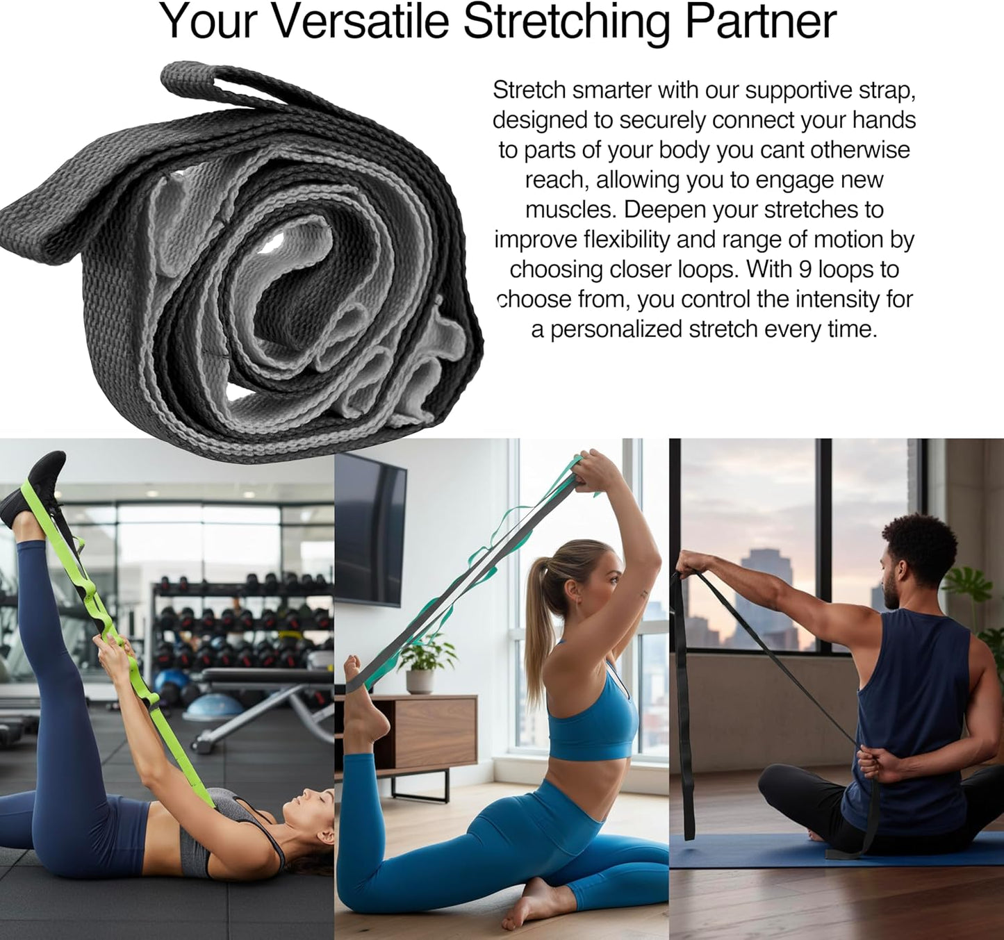 5-in-1 Massage Set, Complete Mobility Kit for Workout Recovery | Deep Tissue Roller for Legs, Spikey Foot Ball, Hamstring Stretch Strap, Quad Roller Stick, Carry Bag