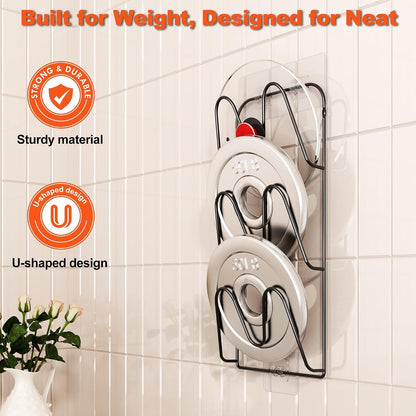2 Pack Pot Lid Organizer, 6-Tier Pots and Pans Lid Organizer Under Cabinet, No Drilling, Rustproof, Lid Organizers Inside Cabinet for Small Space Solution & Kitchen Cabinet Organization