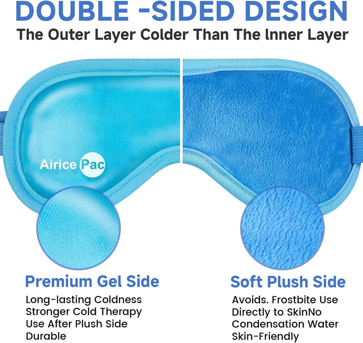 AiricePac Cold Eye Mask Cooling Eye Mask for Dry Eyes, Gel Eye Mask Eye Ice Pack Reusable Cold Eye Compress for Dark Circles, Migraines, Eye Surgery, Skin Care