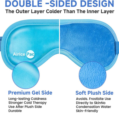 AiricePac Cold Eye Mask Cooling Eye Mask for Dry Eyes, Gel Eye Mask Eye Ice Pack Reusable Cold Eye Compress for Dark Circles, Migraines, Eye Surgery, Skin Care