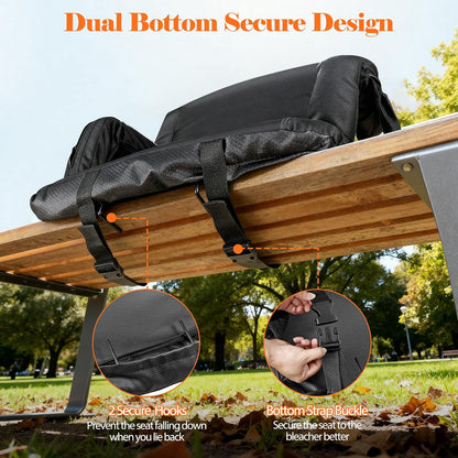 20.5"/25" Wide Stadium Seat for Bleachers w/Back Support Padded Cushion Portable Reclining Bleacher Seats Camping Stadium Chair Waterproof
