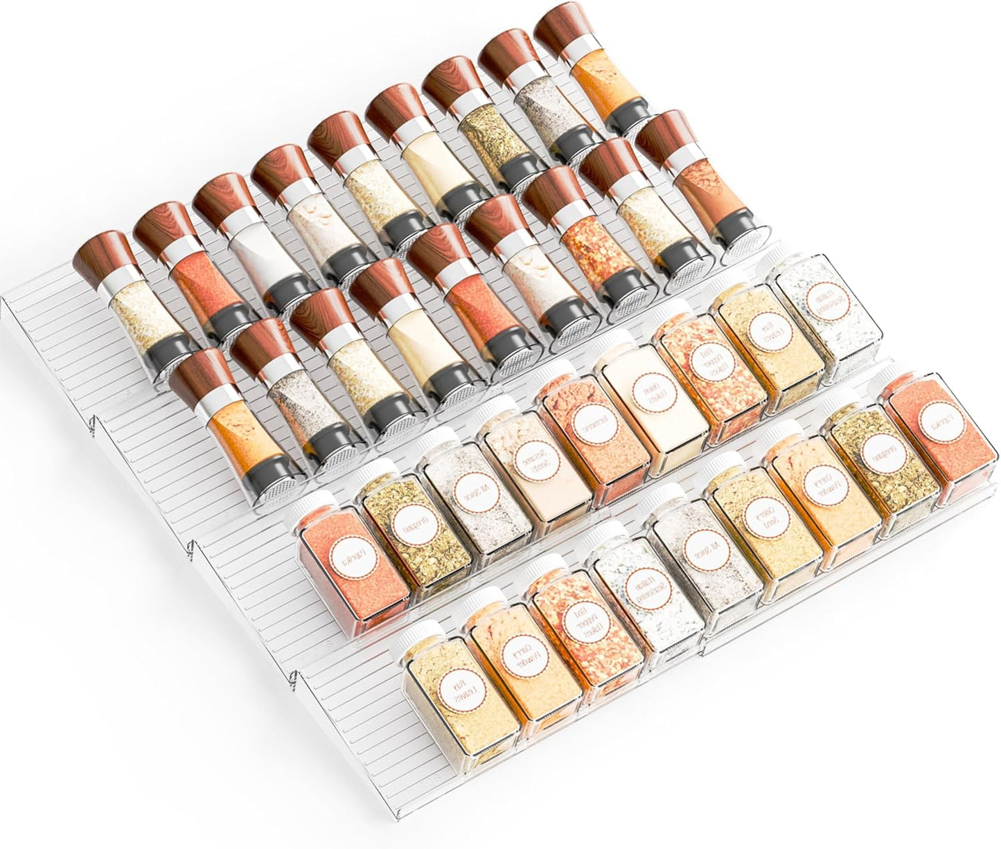 8 Pack Adjustable In Drawer Spice Organizer - Expandable From 11'' to 22'' - Acrylic Drawer Seasoning Organizer,Clear Spice Organization Tray for Cabinet Drawers Condiment,Nail Polish and Jar