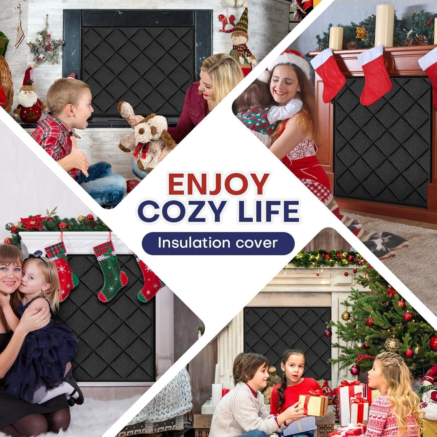 Magnetic Fireplace Cover for Energy Saving, Magnetic Fireplace Blanket for Iron Fireplace Frame Keep Drafts Out Stops Heat Loss Fireplace Screen fit for 39" W x 32" H