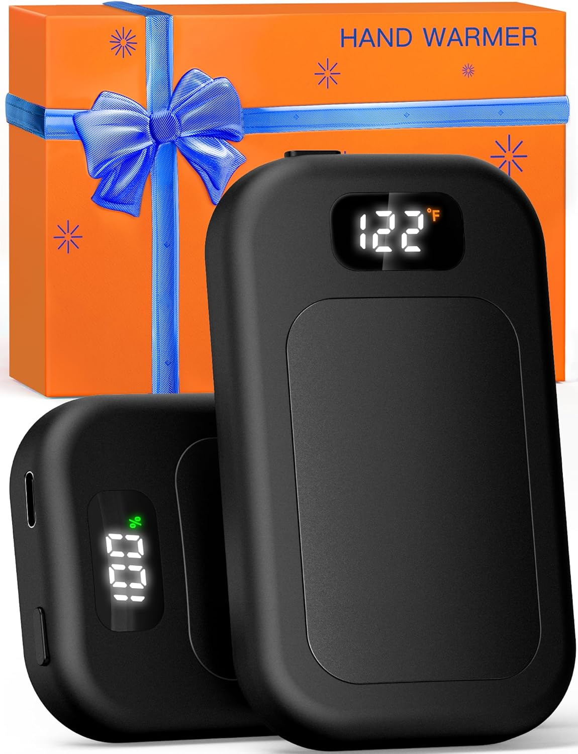 AI Hand Warmers Rechargeable 2 Pack, 3 Heat Levels (104–121°F), Real-Time Temp & Battery Display, Electric Hand Warmers, Fast Heating, Fits in Gloves/Pocket, Gifts for Women & Men