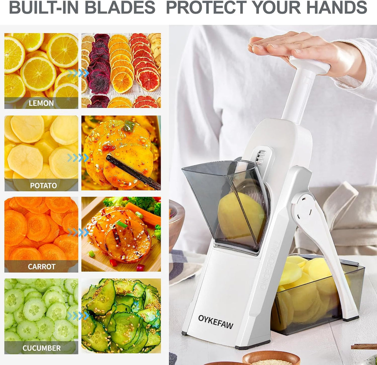 Safe Mandoline Slicer for Kitchen, Potato Slicer for Chips,Vegetable Cutter
