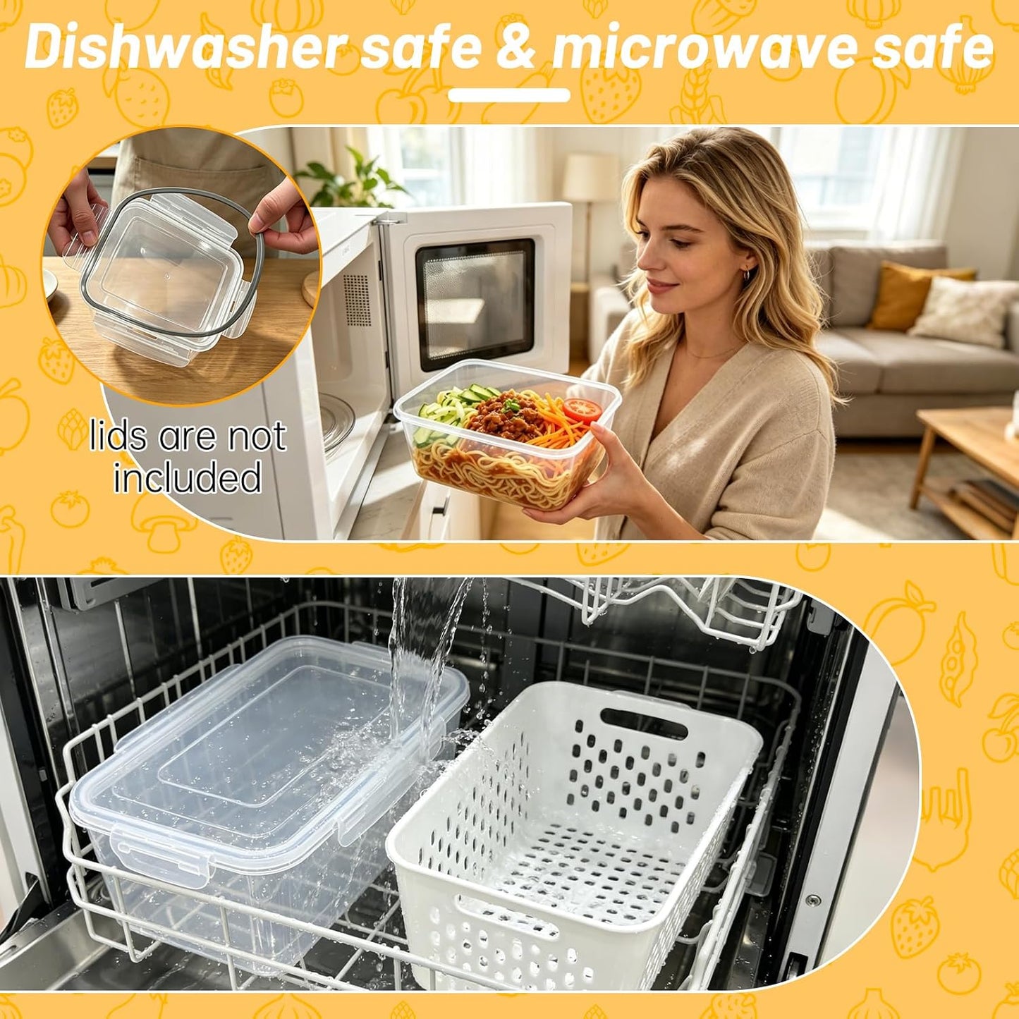 3 Pack Fruit Storage Containers for Fridge with Removable Colander | 3 BPA-free produce storage containers with colanders, airtight lids and stackable design for fruits and vegetables.