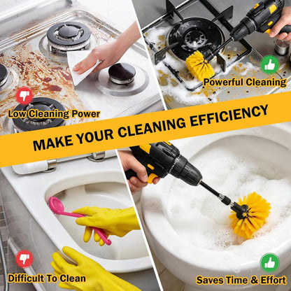18PCS Drill Brush Attachments Set, Power Cleaning Scrub Brushes | Cleaning Brush Supplies with Scrub Pads, Sponge, Extend Long Attachment for Bathroom Bathtub, Grout, Tile, Sinks, Corners
