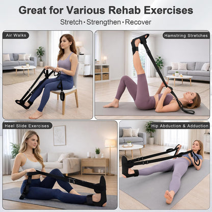 Knee Replacement Recovery Aids, Leg Stretcher Strap Kit | Adjustable Foot Cradle with 0 lb and 5 lb Resistance Bands, Range of Motion Training for Hip and Knee Exercises, Storage Bag