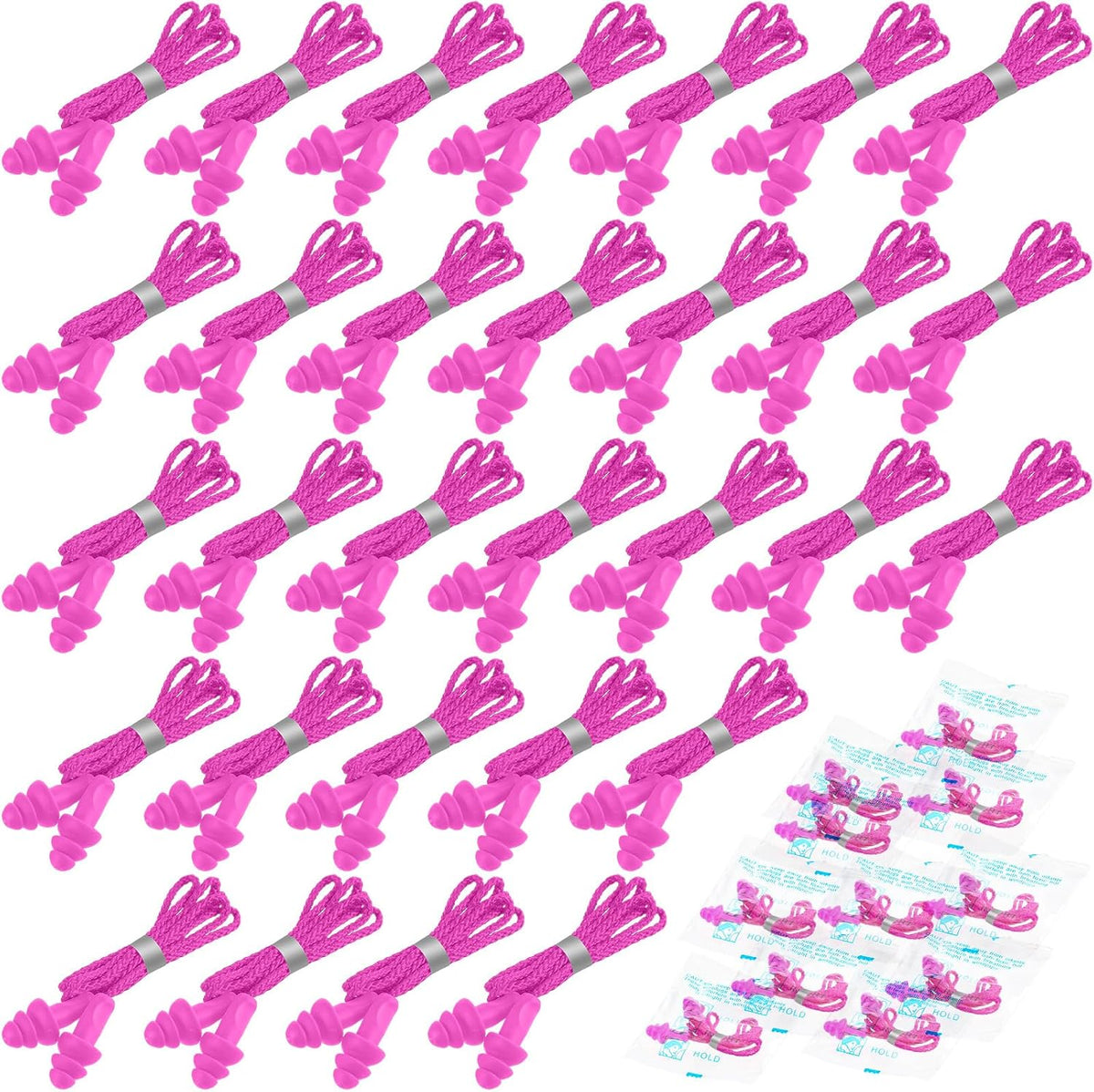 Tondiamo 200 Pairs Ear Plug Bulk with Cord Reusable Silicone, Fresh