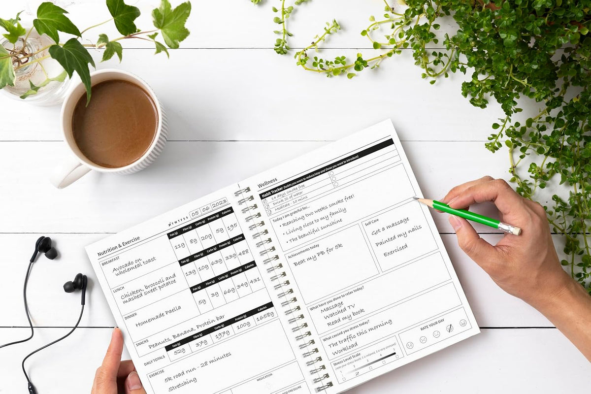 Better Health - Exercise, Nutrition & Wellness Journal - Stay healthy with our handy, simple tracking charts - A5 size with 104 undated pages - For A Happier, Healthier Life (Beige)