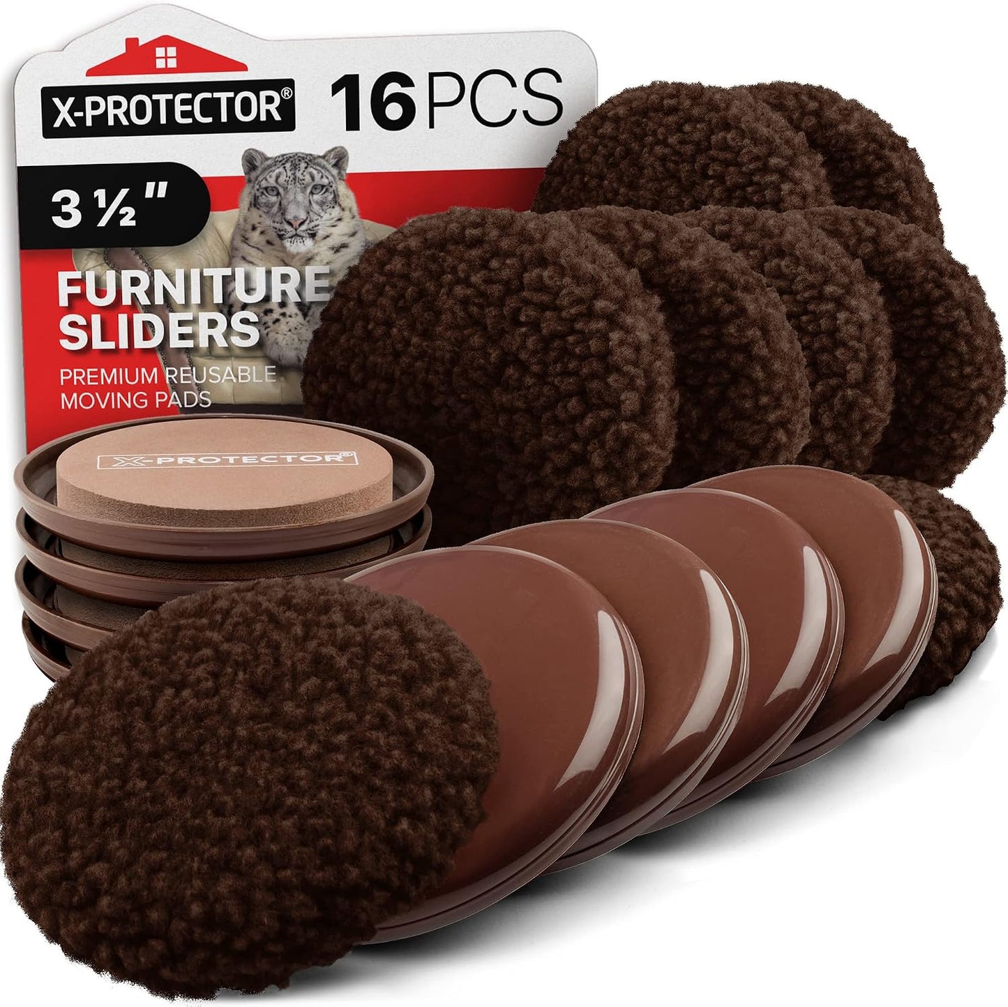 X-Protector Multi-Surface Furniture Sliders & Furniture Lifter Tool Set | 4 PCS 5" Sliders for Furniture with Furniture Jack. Move Your Furniture Easily with Furniture Movers for Hard Floors & Carpet
