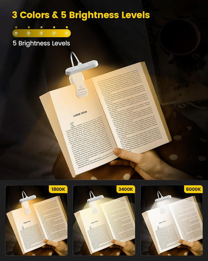 Glocusent Rechargeable Book Light, Clip on Light for Bedtime Reading