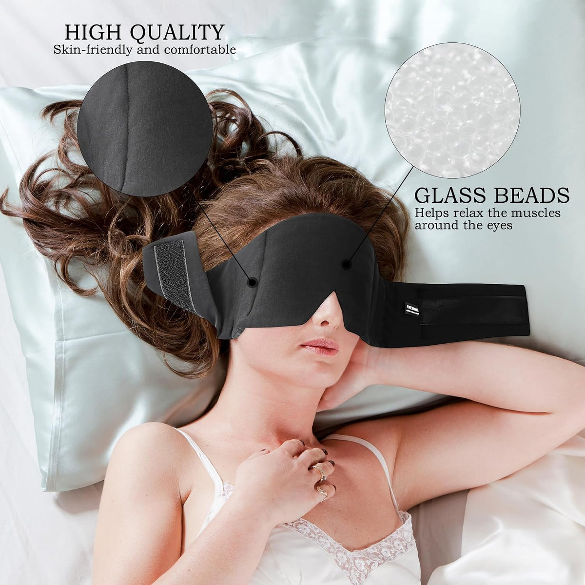 FRESHME Weighted Eye Mask for Sleeping - Gray Blackout (0.7lb/11oz) Cotton Heavy Weighted Eye Pillow for Men Women, Oversize Large Soft Sleep Face Eyes Cover with Nose Pad for Sidesleeper