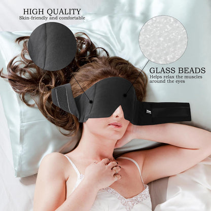 FRESHME Weighted Eye Mask for Sleeping - Gray Blackout (0.7lb/11oz) Cotton Heavy Weighted Eye Pillow for Men Women, Oversize Large Soft Sleep Face Eyes Cover with Nose Pad for Sidesleeper