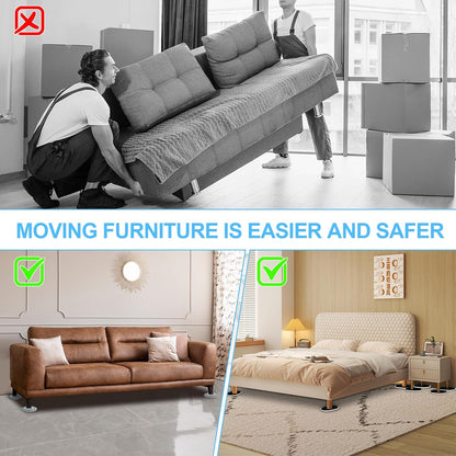 New Upgrade Furniture Sliders: Multi-Surface 3-in-1 Furniture Movers Slider | Heavy Moving Pads with 8PCS 4.3" Carpet Sliders + 4PCS Hard Floor Socks + 1 Lifter - Protect Floor and Easily Move Furniture