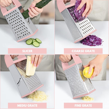 Urbanstrive Cheese Grater With Container Box Grater Stainless Steel Graters for Kitchen Cheese Shredder Parmesan Shredder Kitchen Gadgets Kitchen Tools Kitchen Gifts for Chef Dishwasher Safe Zester