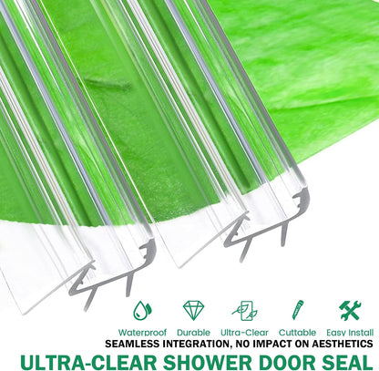 Shower Door Bottom Seal 2-Pack, 36"(914mm) Long PVC Strips with Drip Rail for 5/16"(8mm) Glass Door, Prevent Water from Spilling and Keeps The Room Clean