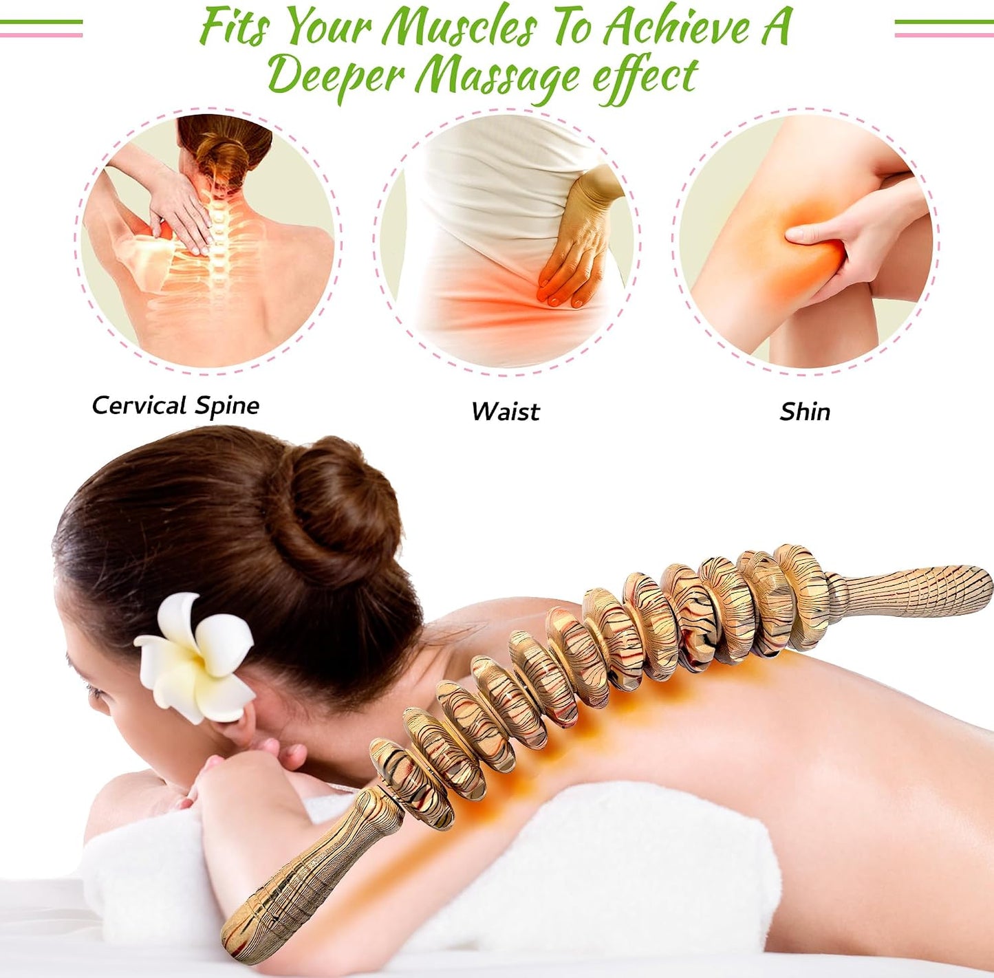 Manual Wood Therapy Massage Stick, Wooden Cellulite Muscle Roller for Legs | Body Sculpting, Lymphatic Drainage Massager, Wooden Massage Tools for Trigger Points Relief, Sore Muscle Recovery
