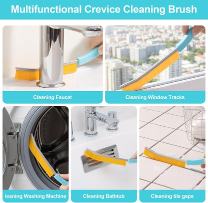JOYMOOP 4 Pack Crevice Cleaning Brush, Hard Bristle Grout Brush, House Cleaning Supplies, Magnetic Gap Cleaning Brush for Kitchen, Bathroom, Window, Toilet, Multifunctional Cleaning Tools-4 Colors