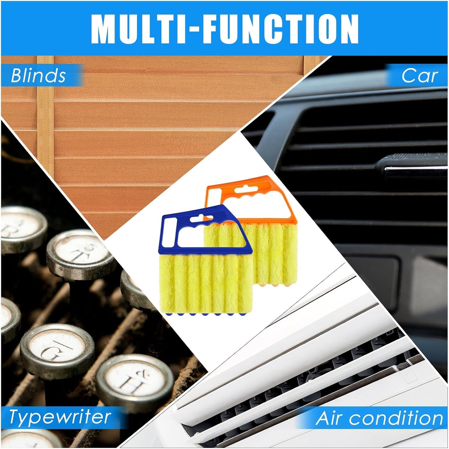 Geiserailie 2 Pcs Window Venetian Blind Cleaner Duster Tool Washable 7 Fingers Dusting Cleaner and Air Vent Shutter Brush Blinds Air Conditioner Fan Duster Dirt Housekeeping Tool (2 Color)