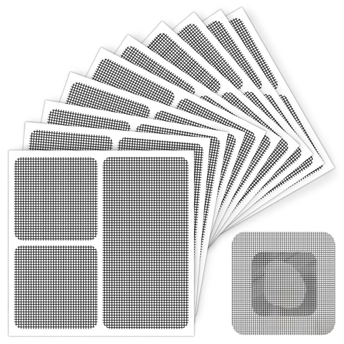 Matenf Window Screen Repair Patches, 4" x 4", 10 PCS, Black | 3-Layer Sticky Mesh Patches, Invisible Budget-Friendly, Tool-Free Waterproof Fix for Screen Tears, Holes and Pet Scratches