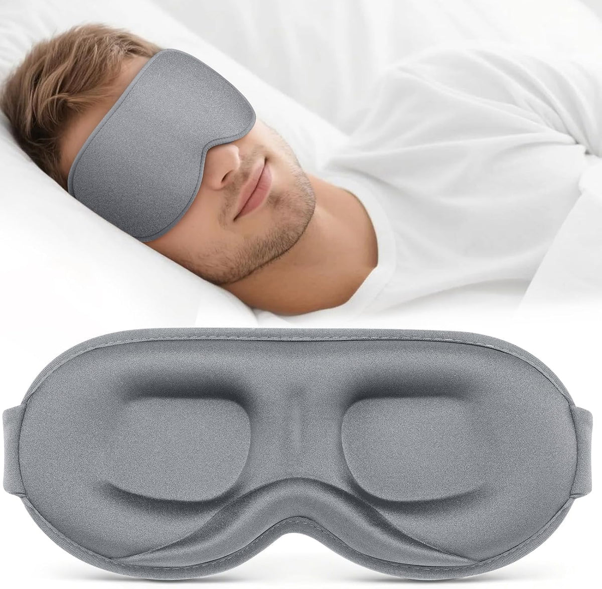 Vynix® Sleep Mask for Men Women - 100% Blackout Eye Masks for Sleep - 3D Soft Sleeping Mask for Side Sleepers - Zero Pressure Lash Extensions Eye Cover Shade for Airplane Travel Essentials, Black