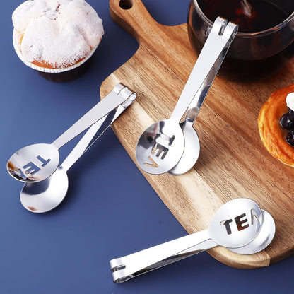 LIFKOME Tea Bag Squeezer Tongs Set Sturdy 6 Pcs Stainless Steel with Comfortable to Hold and Compact Design Tea Strainer Holder Tongs in Kitchen and Dining