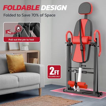 YOLEO Gravity Inversion Table for Back Pain Relief 2026 New Inversion Table w/Lumbar Support Easy to Assemble Back Stretcher Machine 300 lbs