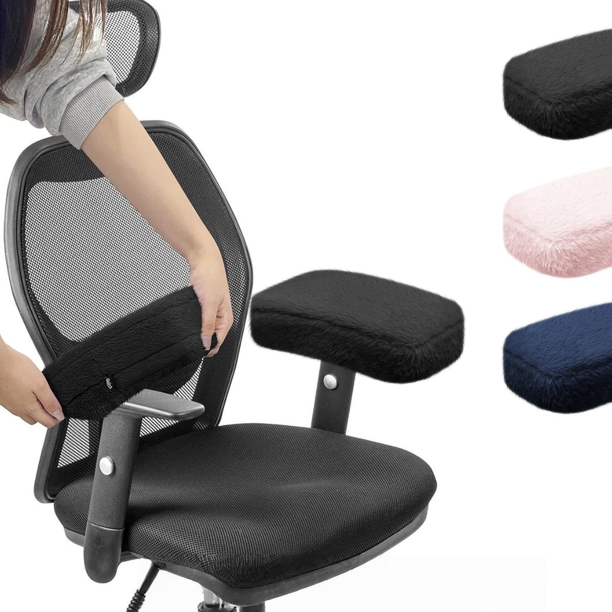 SPRING SEAON Desk & Office Chair Arm Pads Covers Fuzzy Memory Foam Pads