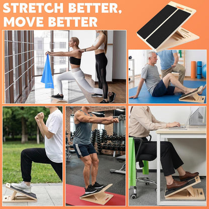 Portable Slant Board for Calf Stretching, Adjustable Wooden Calf Stretcher Incline Board, Calf Stretch Board for Squats Leg Knees Heel Ankle Stretching