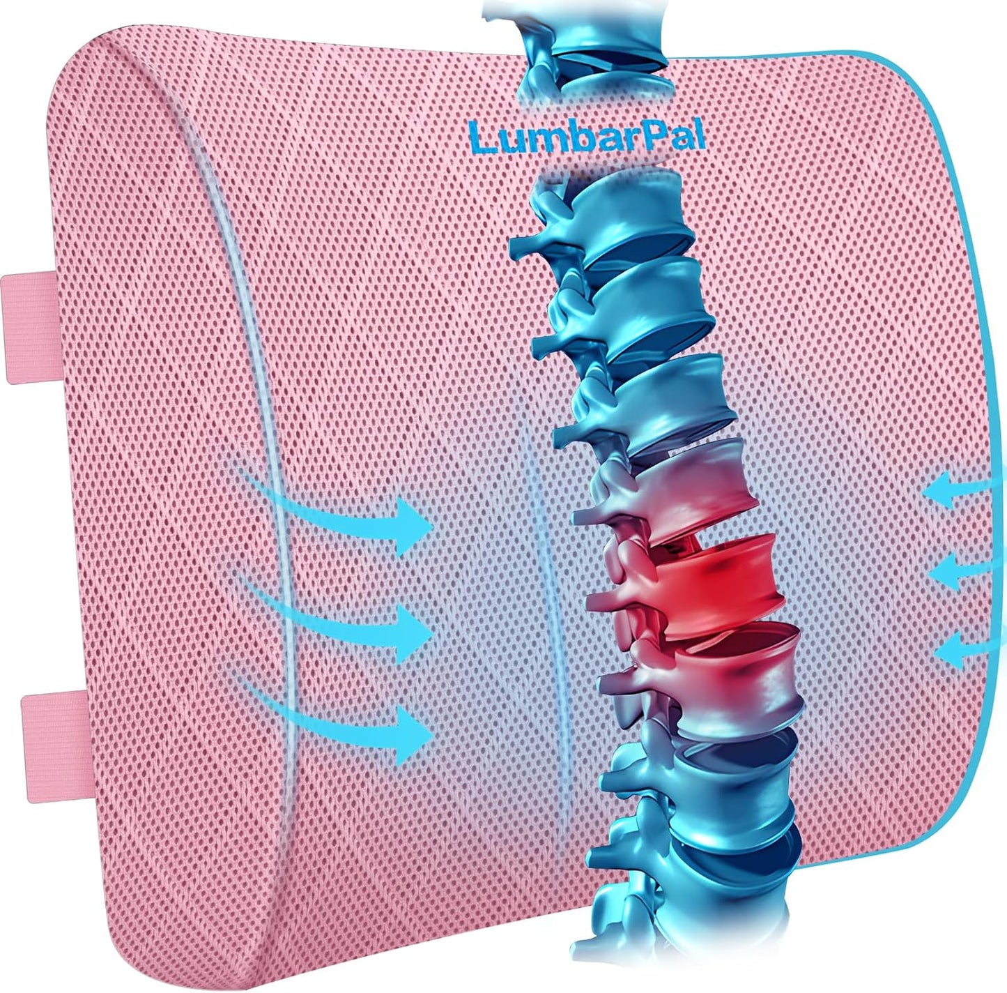 Lumbar Support Pillow for Office Chair, Back Support, Memory Foam, Grey | Improve Sitting Posture & Back Pain Relief. Lumbar Pillow Fits Office, Gaming & Car Chairs with Adjustable Dual Straps