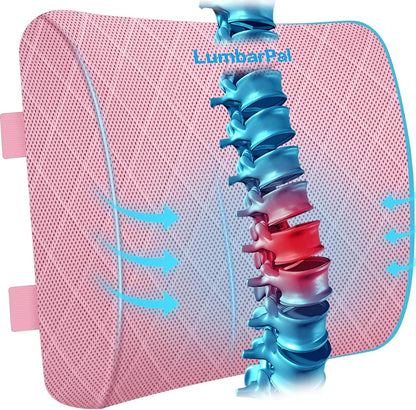 Lumbar Support Pillow for Office Chair, Back Support, Memory Foam, Grey | Improve Sitting Posture & Back Pain Relief. Lumbar Pillow Fits Office, Gaming & Car Chairs with Adjustable Dual Straps