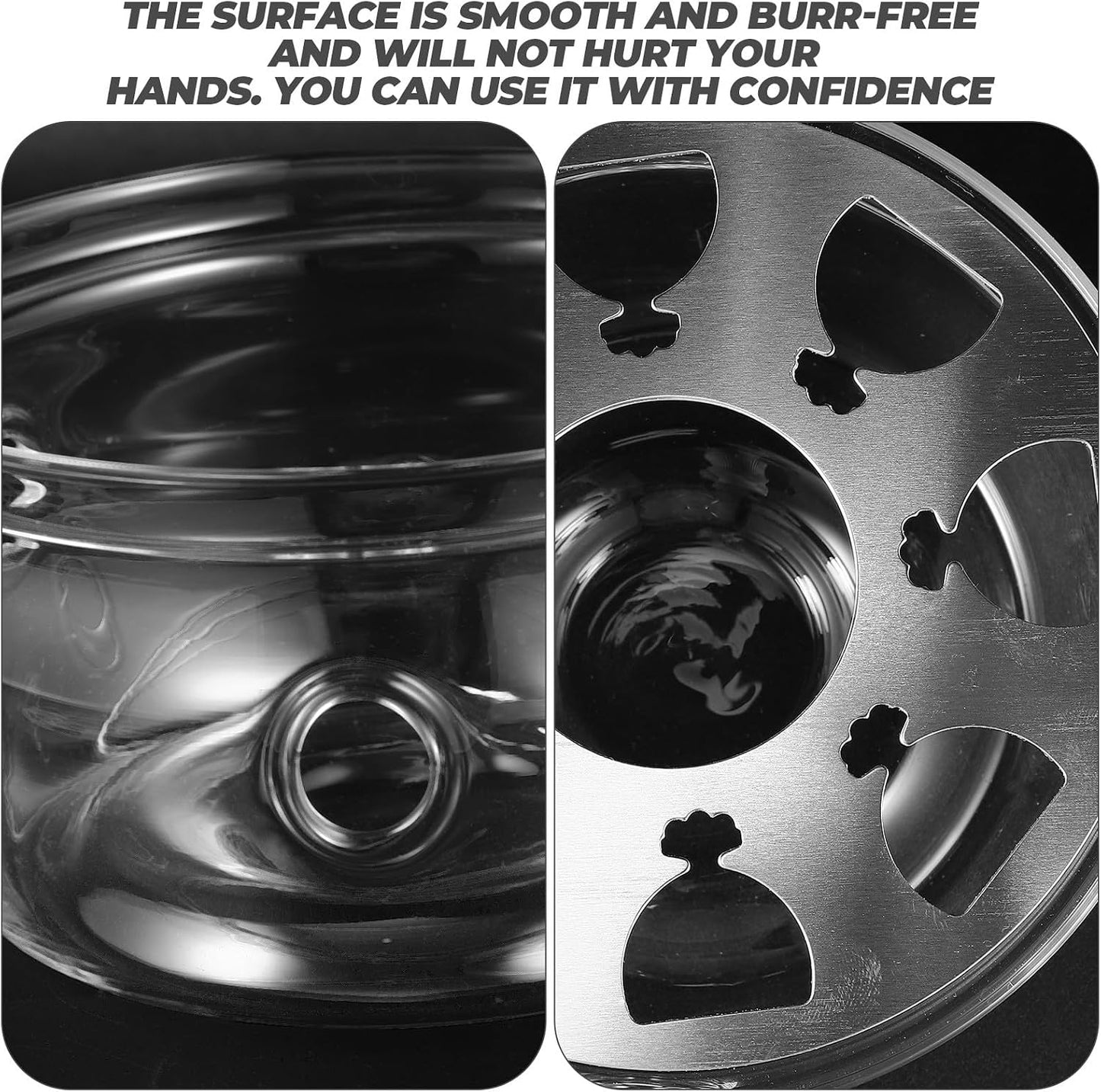 COHEALI Glass Teapot Warmer Base Transparent Heater for Tea with Retro Handmade Design Compact Round Stove Base for Home Office Tea House and Shop Decoration