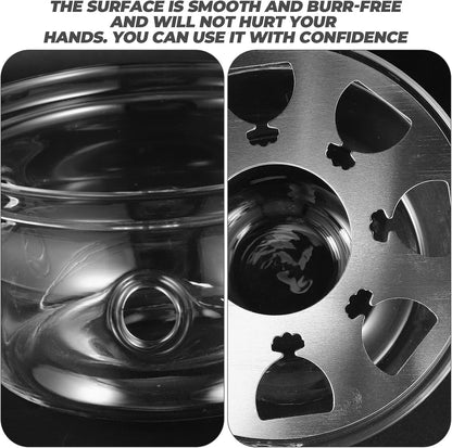 COHEALI Glass Teapot Warmer Base Transparent Heater for Tea with Retro Handmade Design Compact Round Stove Base for Home Office Tea House and Shop Decoration