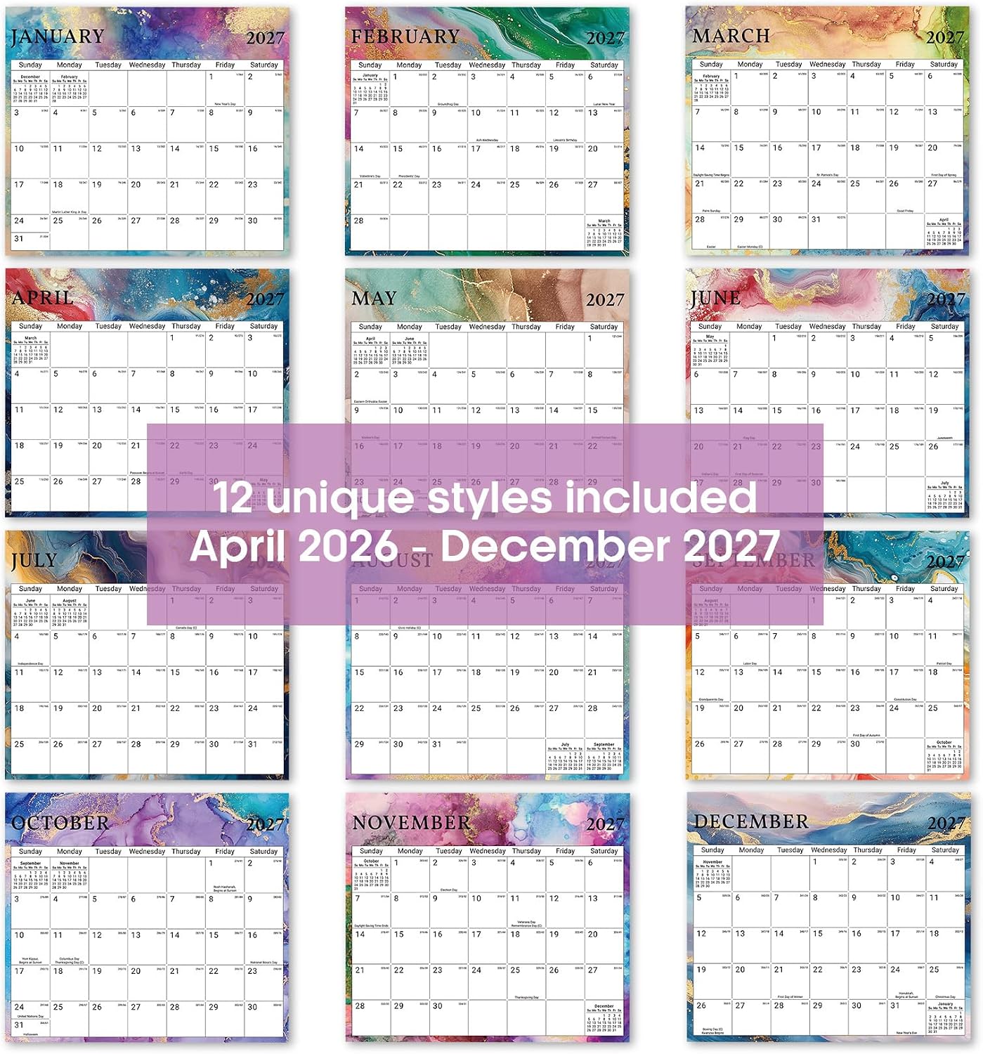 2026-2027 Magnetic Calendar for Refrigerator, Apr 2026-Dec 2027 | 21-Month Fridge Calendar 2026-2027 for Home Planning, Scheduling and Easy Organization, Greenery