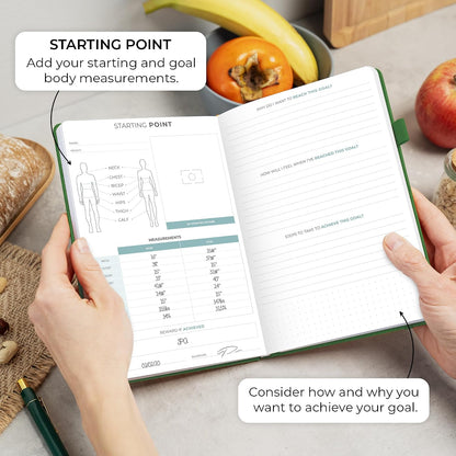 Clever Fox Food Journal for Women & Men, Weight Loss Tracker, Aquamarine