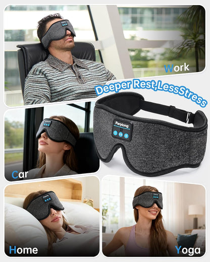 Perytong Sleep Mask with Bluetooth 5.4 Headphones, Wireless Music Sleep Eye Mask for Side Sleepers, 3D Contoured Comfort & Built-in HD Stereo Earphones, Blackout for Travel (Peach Pink)