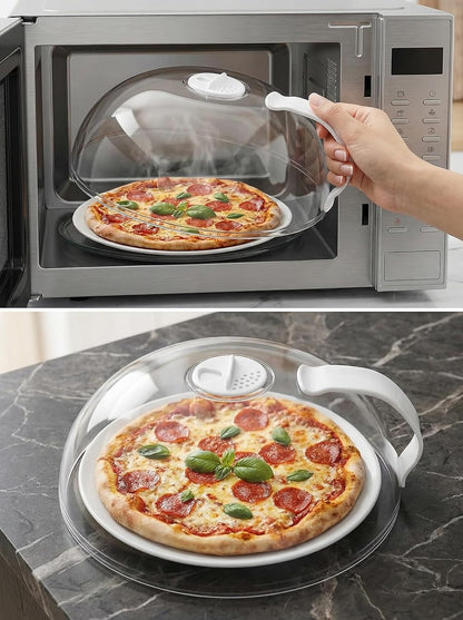 11 Inch Microwave Splatter Cover, Microwave Cover for Food with Handle & Adjustable Steam Vents, Anti-Splatter Plate Lid for Heating, Splatter Guard for Microwave Oven, BPA-Free