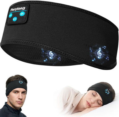 Perytong Sleep Headphones Bluetooth 5.4 Headband, Wireless Sleep Headband Headphones for Side Sleepers, Ultra-Thin Stereo Speakers & Extended Battery Life, Sports Headband Earphones for Sleeping