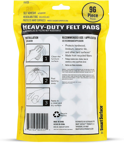8725 Heavy Duty Self Adhesive Furniture Felt Pads 1-Inch Round Oatmeal 96-Piece Value Pack in Resealable Bag