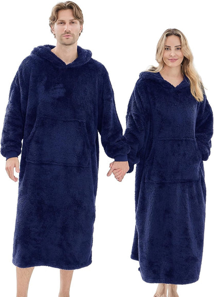 PJGGZ Wearable Blanket Hoodie for Women Men, Fleece Warm Comfy Hooded Sweatshirt with Pockets & Sleeves Cozy Gift for Adult