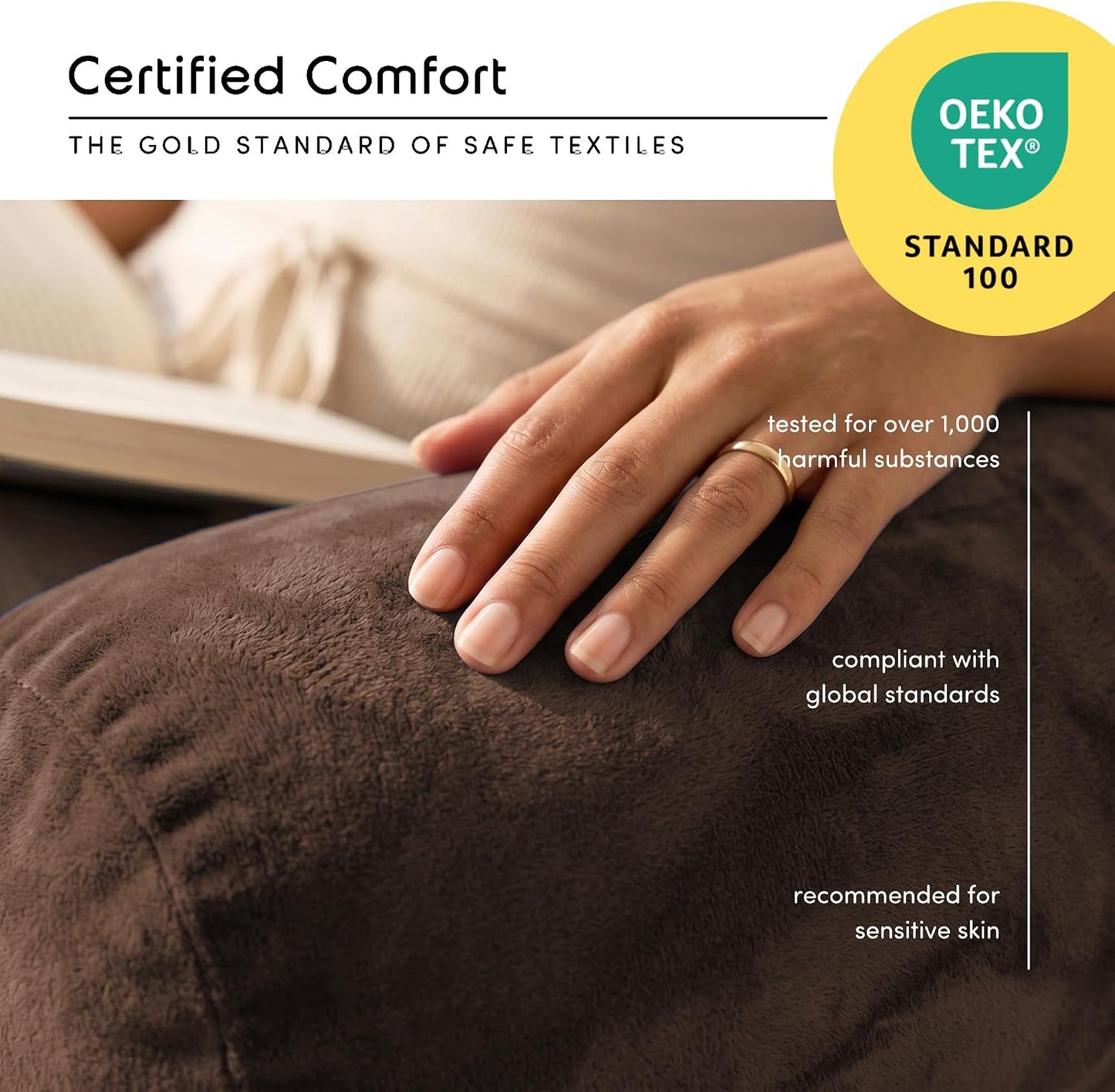 Nestl Reading Pillow with Shredded Memory Foam, Designed for Sitting Up in Bed and Couch, Back and Arms Adjustable Support for Adult & Teens Backrest Pillows for Reading, with Washable Cover Dark Grey