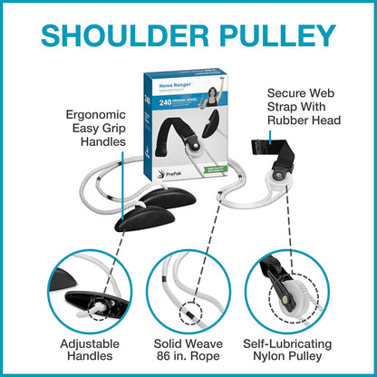 HomeRanger Premium Shoulder Pulley System - Original Version, Model 240 - Ergonomic Handles and Web Strap for Secure Over-The-Door or Side Attachment - Easy Set-up, Range of Motion Exercise Device