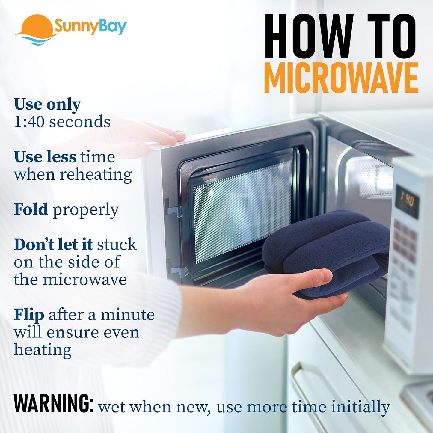 SunnyBay Microwavable Heating Pad for Neck and Shoulder, Heated Neck Wrap, Microwave Heat Pad, Weighted Beanbag Moist Hot or Cold Compress, 2.2 lbs, 26x4 Inches, Buffalo