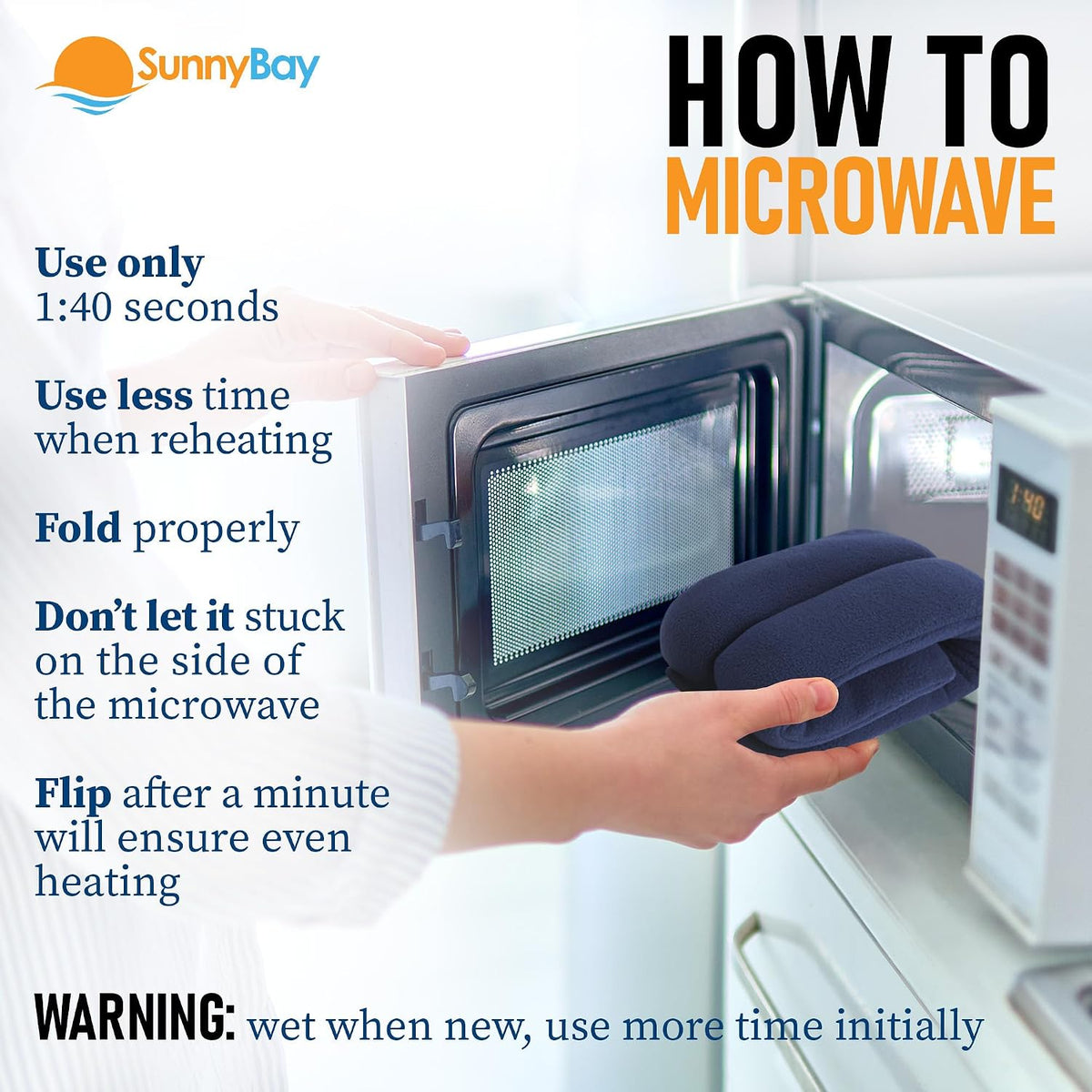 SunnyBay Microwavable Heating Pads, Microwavable Moist Heated Neck and Shoulder Wrap, Versatile Weighted Beanbag Cold Pack or Warm Compress, 2.2 lbs, 26x4 Inches, Navy Blue
