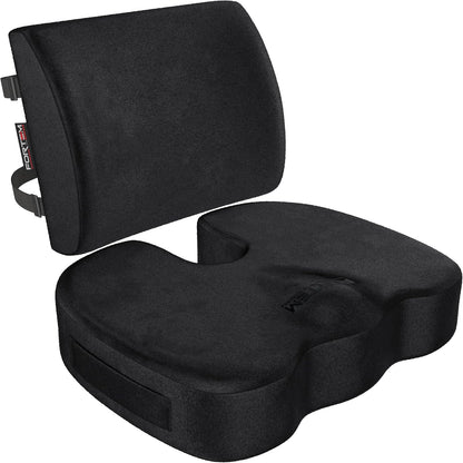 FORTEM Seat Cushion, Office Chair Cushion, Lumbar Support Pillow for Office Chair, Memory Foam Car Seat Cushions, Sciatica Coccyx Tailbone Pain Relief, Cushions for Back Support, Washable, Non Slip