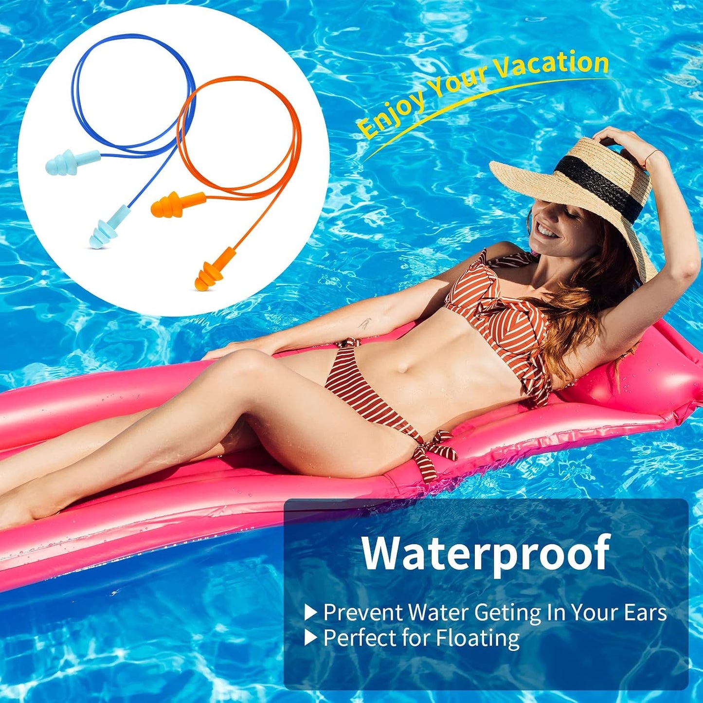 Silicone Earplugs for Swimming, Sleeping, Snoring, Work, Concerts - Noise Cancelling, Reusable Ear Protection, 8 Pairs