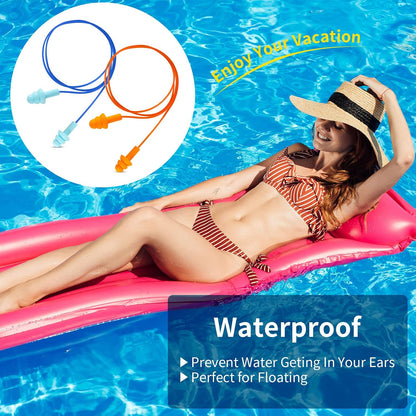 Silicone Earplugs for Swimming, Sleeping, Snoring, Work, Concerts - Noise Cancelling, Reusable Ear Protection, 8 Pairs