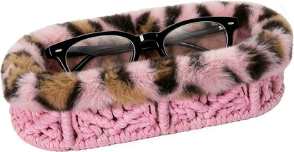 Plush Lined Eyeglass Holder Case for Nightstand | Anti-scratch Glasses Holder,Cotton Rope Eyeglass Stand Storage Organizer Tray for Office Desk