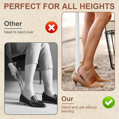 Redriver Extra Long Shoe Horn for Seniors, Metal Shoehorn Long-handle Shoe Spoon Stick Helpers Boot Horn for Men Women
